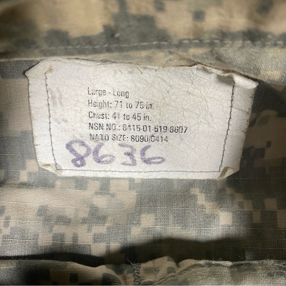 Camo Field Jacket Men’s Large Long US Army Digital Outdoors Military ACU Ripstop - Picture 8 of 13